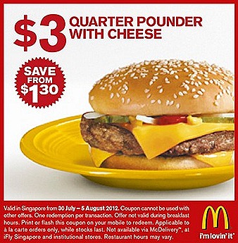 Mcdonalds $3 Quarter Pounder Cheese Burger $2 Cinnamon Melts McCafe $2 Chicken Nugget 6 piece Curry sauce  Offer Sausage Mcmuffin Egg Muffin breakfast hours July August french fries drinks promo deal