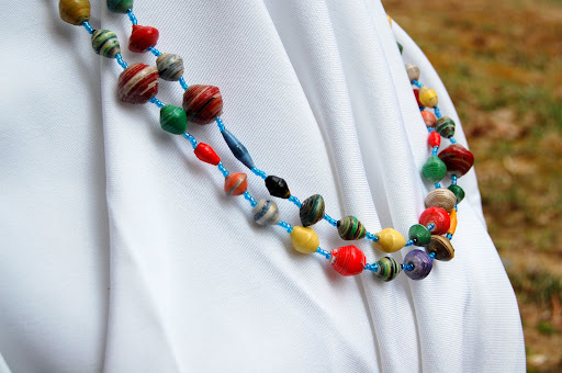 Extra Long Necklace Paper Bead