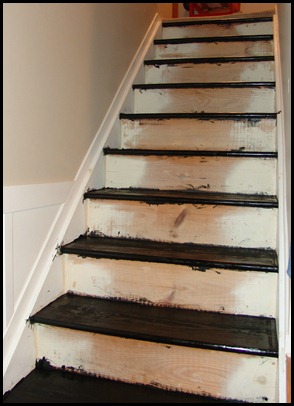 stairs stained black first coat