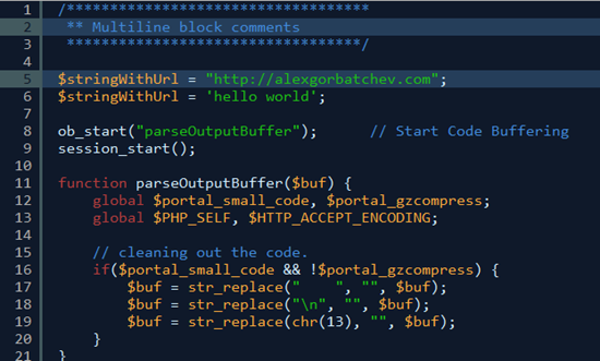 Midnight тема подсветки синтаксиса SyntaxHighlighter