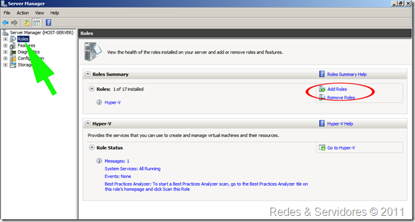 Adicionar Hyper-V Role Adicionar Hyper-V Role