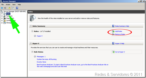 Adicionar Hyper-V Role