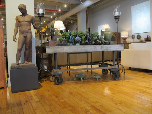 Steel industrial-era barrel-makers table. Again, I love the contrast between new, old, and oldest. The array of pieces is extraordinary.