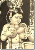 [Krishna holding fruits]