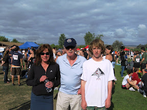 Grandma and Grandpa Baran wish Kaiel good luck on his race