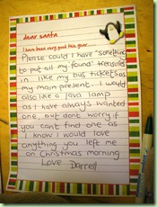 Darrell's letter to Santa
