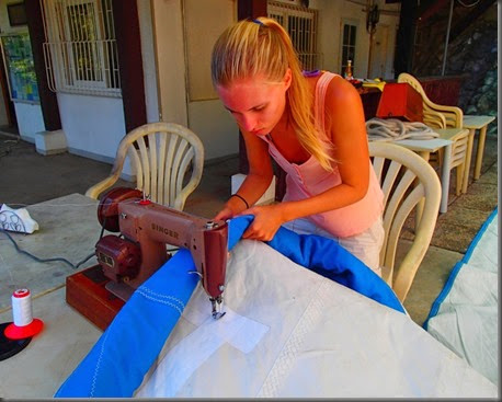 sewing jib repair sailboat maintenance