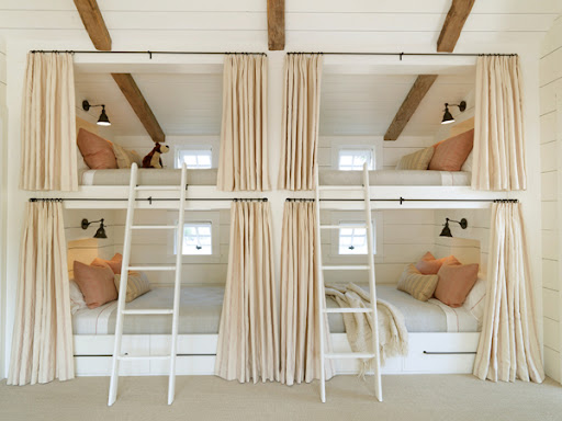 This is one of my favorite camp-inspired rooms. The designer re-vamped the conventional bunk bed in a very stylized, fashion-forward way. (melledesign.com) This is one of my favorite camp-inspired rooms. The designer re-vamped the conventional bunk bed in a very stylized, fashion-forward way. (melledesign.com)
