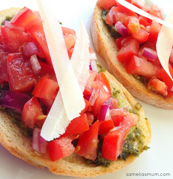 Bruschetta with Basil Pesto