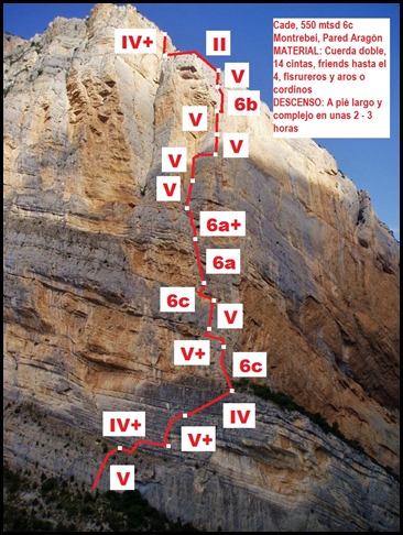 Mont-Rebei - Pared de Aragon - CADE 550m 6c (V  A0 Oblig) (Victor Sanchez)