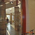 Looking trough glass to foyer & front entrance