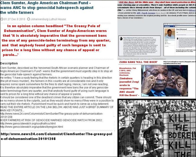 ANTI AFRIKANER HATESPEECH MUST STOP WARNS ANGLO AMERICAN CHAIRMAN FUND MGR CLEM SUMTER 