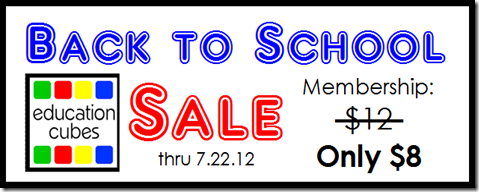 Education Cubes Sale through 7.22.12