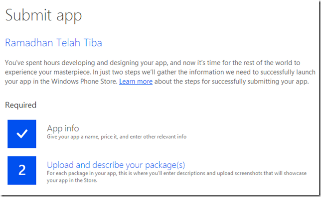 Publish aplikasi Windows Phone ke Store Publish aplikasi Windows Phone ke Store