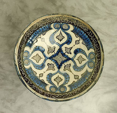 Bowl Iran, Kashan Bowl, 13th century Ceramic; Vessel, Fritware, underglaze-painted, 4 1/2 x 8 in. (11.43 x 20.32 cm) The Nasli M. Heeramaneck Collection, gift of Joan Palevsky (M.73.5.255) Art of the Middle East: Islamic Department.