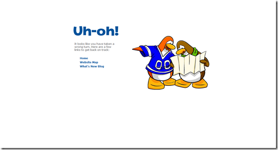 404 Error Page Design - Club Penguin