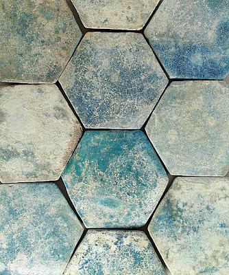 Tile Floor (partial) | Origin: Syria | Period: late 12th-early 13th century | Collection: The Madina Collection of Islamic Art, gift of Camilla Chandler Frost (M.2002.1.39a-v) | Type: Ceramic; Architectural element, Fritware, glazed, 8 1/8 x 7 1/16 in. (20.64 x 17.94 cm) each