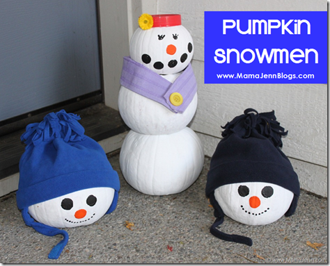 Pumpkin Snowmen (repurposing pumpkins)