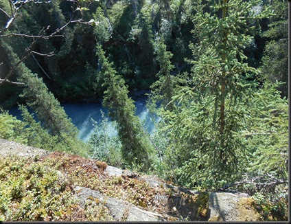 looking down at a stream/river off Hwy 3