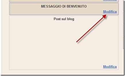 messaggio di benvenuto