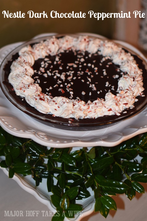Dark Chocolate Peppermint Chocolate Ganache Pie. Stouffer's Party Size Lasagna's go great with this Dark Chocolate Peppermint Pie made from a Nestle Toll House dark chocolate peppermint cookie crust. Make your Holiday Entertaining super simple with these ideas. You won't want to miss them! Dark Chocolate Peppermint Chocolate Ganache Pie