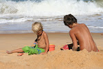 Sandcastles and heavy surf, Caraiva, Brazil