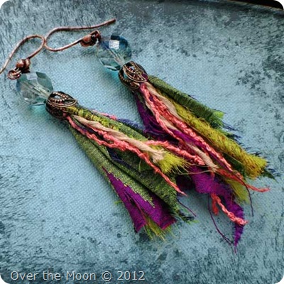 handmade jewellery, Copper and Fibre earrings