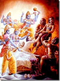 Ajamila being saved by the Vishnuduttas