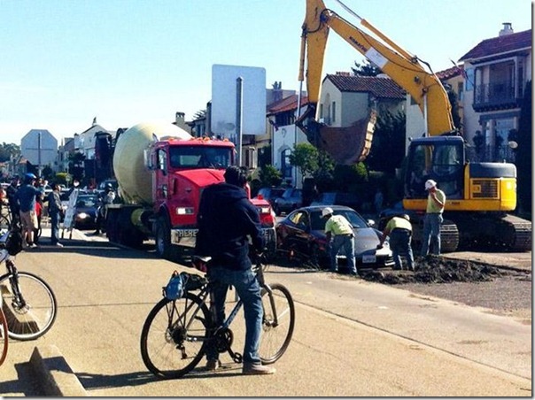 Porsche atolado no cimento (4)