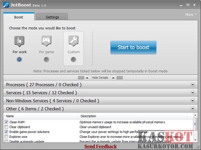 JetBoost  - Meningkatkan Kinerja Komputer dgn Mematikan Proses yg Tidak Perlu