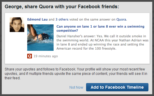 Add Quora to the Faceboook Timeline