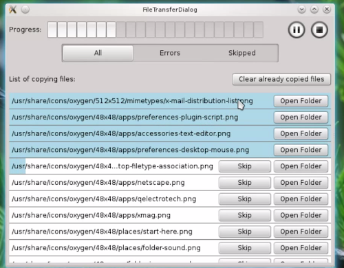 nuova finestra di dialogo per la copia dei file KDE