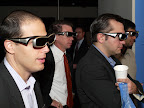 Members of the media try out the 3D Active Shutter glasses at Panasonic's 3D event at Best Buy's NYC Union Square location on March 10, 2010.