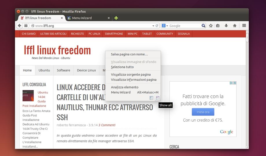 Firefox: menu contestuale personalizzato