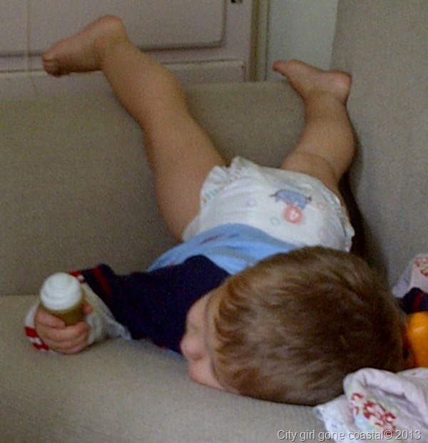 propped up feet