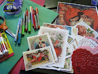 An array of crafting supplies used to make Crafting with Dudes: Victorian Valentines!