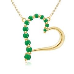 Round Emerald Heart Journey Pendant in 14K Yellow Gold