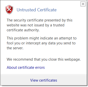 Untrusted certificate