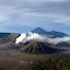 The winding ridge behind the crater rim of Bromo visible