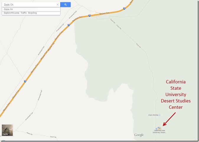Googlemap for Zzyzx Road Googlemap for Zzyzx Road