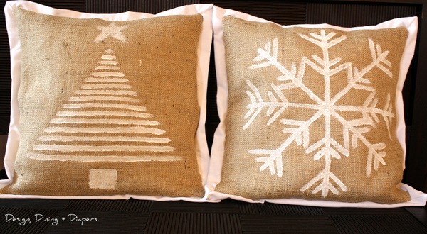 Holiday Burlap Pillows Tutorial