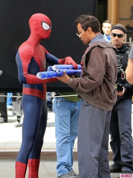 Peter Parker és Max Dillon találkozik A csodálatos pókember 2 forgatásán 04