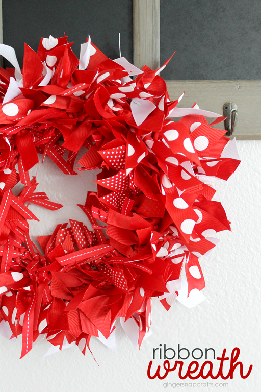 Ribbon Wreath with Offray.com at GingerSnapCrafts.com #ribbon #crafts