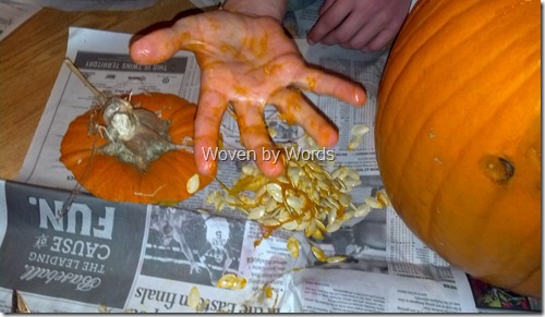 pumpkin messy hands