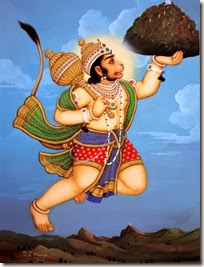 Hanuman lifting mountain