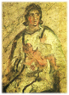 Pintura mural, catacumba de Santa Priscila, Roma, principios del siglo III Pintura mural, catacumba de Santa Priscila, Roma, principios del siglo III