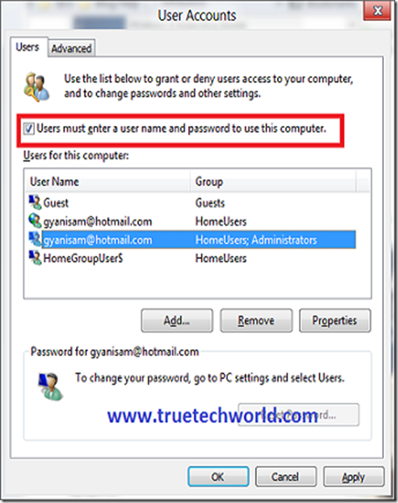 Autologon User account in windows 8