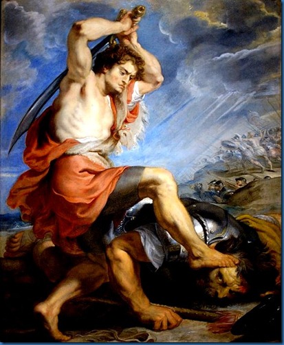 David Prepares Goliath Beheading. by Rubens