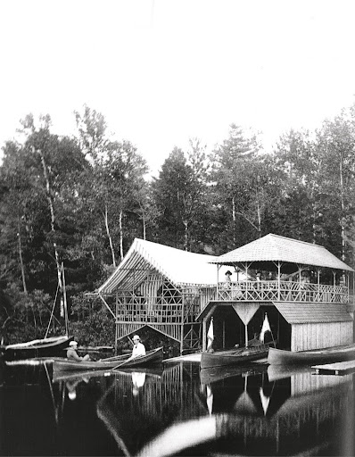 I can see why this lake was popular. The stillness is so calming to look at. Boat House at Stokes Camp, c. 1890. ( I can see why this lake was popular. The stillness is so calming to look at. Boat House at Stokes Camp, c. 1890. (