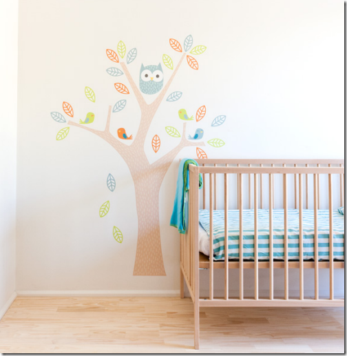 owl in tree wall decal for nursery